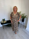 Linzi Leopard V Neck Maxi Dress