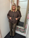 Ria Leopard Print Trim Jacket